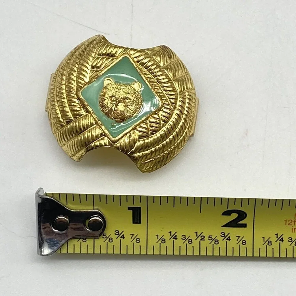 Vintage Cub Scouts BSA Brass Lot Wolf Bear Neckerchief Slide Belt Buckle Explore
